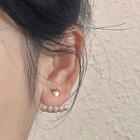 Faux Pearl Alloy Swing Earring 2520a - 1 Pair - Ear Studs - White & Gold - One Size