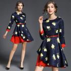 Jacquard Mock Two-piece A-line Dress