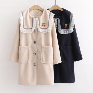 Lace Trim Cherry Detail Coat