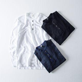 Long-sleeve Half-button T-shirt