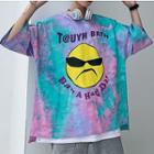 3/4-sleeve Printed Tie Dye T-shirt