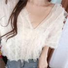 Ruffle Lace V-neck Blouse