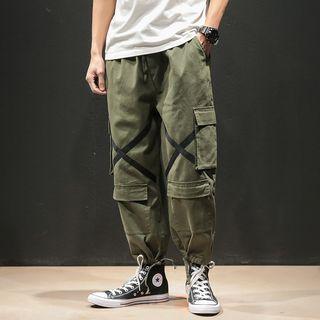 Cross Strap Cropped Cargo Harem Pants