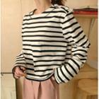 Button-shoulder Stripe T-shirt