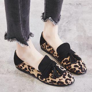 Leopard Print Tassel Detail Loafers