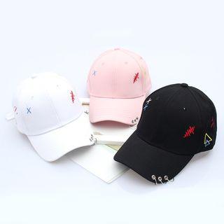 Metal-accent Embroidery Cap