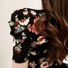 Short-sleeve Floral Print Bodycon Dress