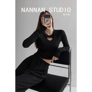 Heart-window Skinny Crop T-shirt