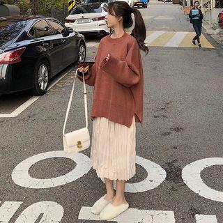 Side Slit Sweater / Midi A-line Skirt