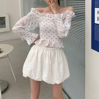 Long-sleeve Cold Shoulder Top / Shorts