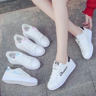 Letter Fleece-lined Sneakers