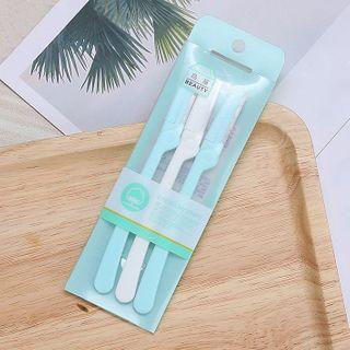 Set Of 3: Foldable Eyebrow Razor 3 Pcs - Green & White - One Size
