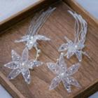 Wedding Flower Faux Crystal Fringed Earring 1 Pair - White - One Size