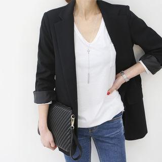 Colored Plain Single-breasted Blazer