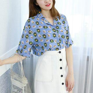 Petite Size - Floral Chiffon Blouse