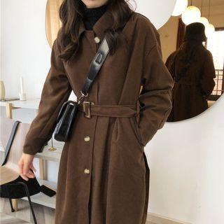 Woolen Medium Long Strap Coat