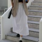 High-waist Drawstring Slit Midi Skirt