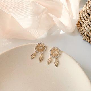 Rhinestone Dreamcatcher Stud Earring 1 Pair - As Shown In Figure - One Size
