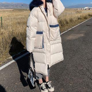 Two Tone Padded Zipped Long Parka