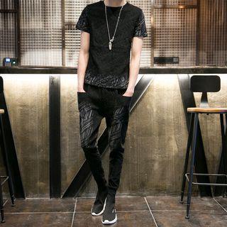 Set: Crew-neck Short-sleeve T-shirt + Sweatpants