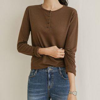 Round-neck Textured Henley