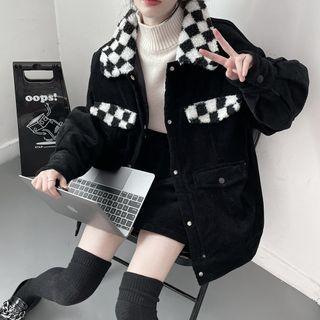 Check Panel Button Jacket / A-line Skirt