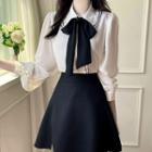 Stitched Layered-frill Blouse With Sash