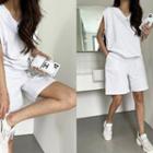 Vest & Shorts M Lange Sweatsuit Set Melange White - One Size