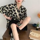 Short-sleeve Heart Shirt Black Heart - Khaki - One Size