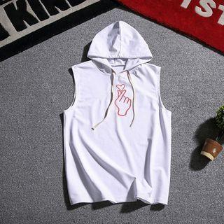 Sleeveless Embroidered Hoodie