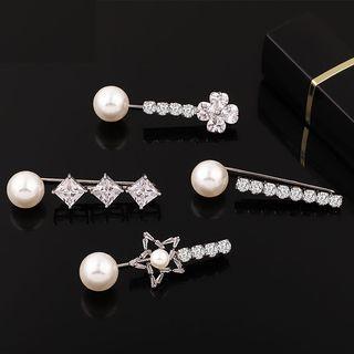 Zircon Faux Pearl Brooch