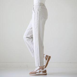 Semi Wide Cotton Blend Pants