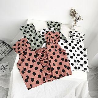 Polka Dot Sleeveless Crop Top