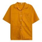 Short-sleeve Plain Shirt Tangerine - One Size
