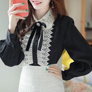 Lace-detail Blouse With Brooch