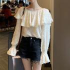 Bell Sleeve Lace Ruffled Top