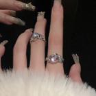Set Of 1 / 2: Moonstone Alloy Open Ring