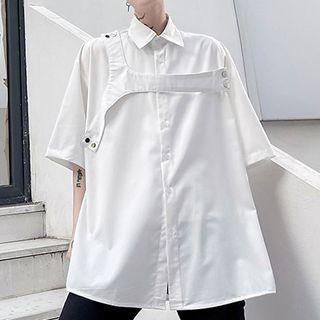 Elbow-sleeve Detachable Strap Shirt