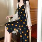 Spaghetti Strap Dotted Dress / Light Jacket / Set