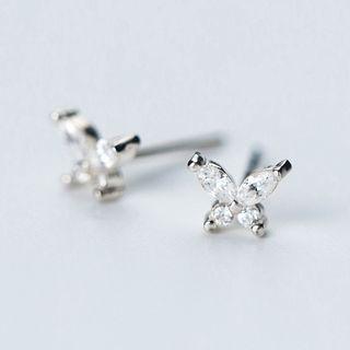 S925 Sterling Silver Butterfly Rhinestone Earring