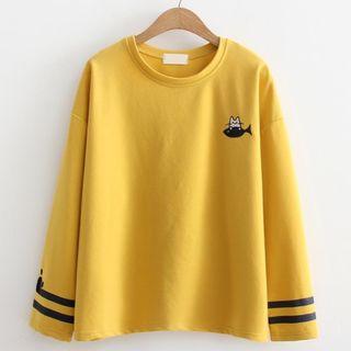 Long Sleeve Cat Printed Tee