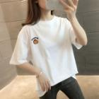 Short-sleeve Pumpkin Embroidered T-shirt