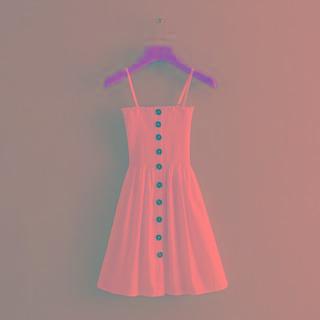 Spaghetti-strap Button-up A-line Dress