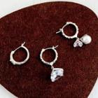 Faux Pearl / Rhinestone Earring 1 Pair - Silver - One Size