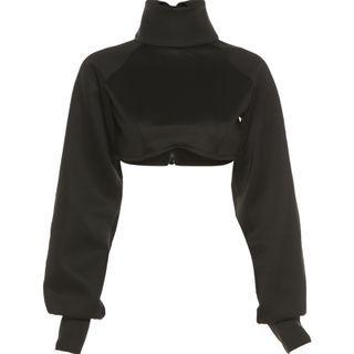 Lantern-sleeve Turtleneck Cropped Sweatshirt