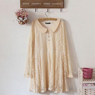 Peter Pan Collar Long-sleeve Lace Dress