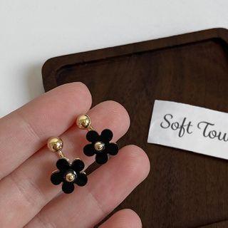 Acrylic Flower Dangle Earring 1 Pair - Black - One Size