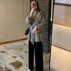 Wrap Cardigan / Straight Leg Pants / Set