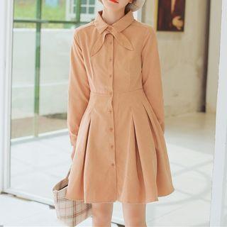Faux-suede Long-sleeve A-line Dress