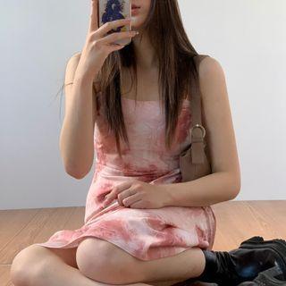 Spaghetti Strap Tie Dye Midi Sheath Dress